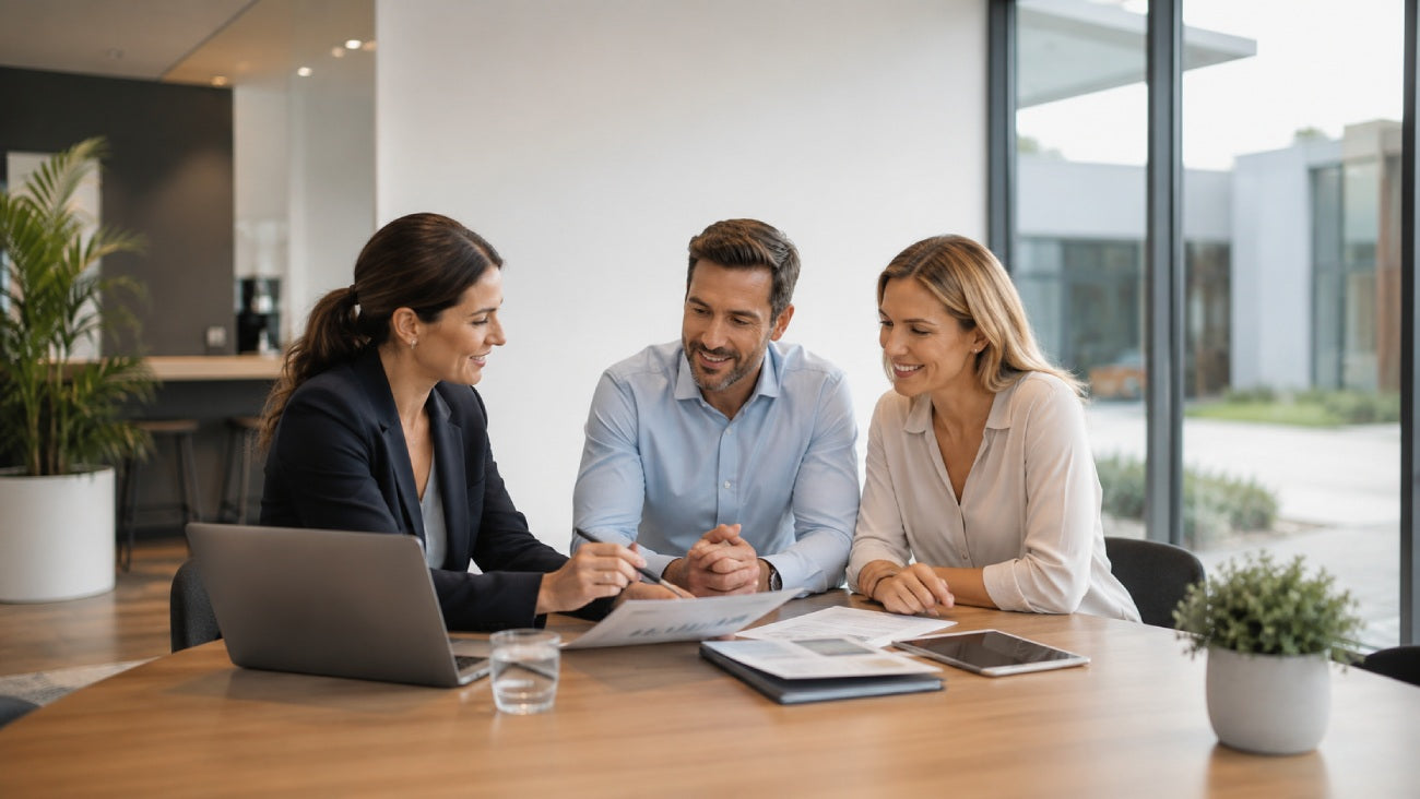 Loan Expert is explaining something to the couples in office